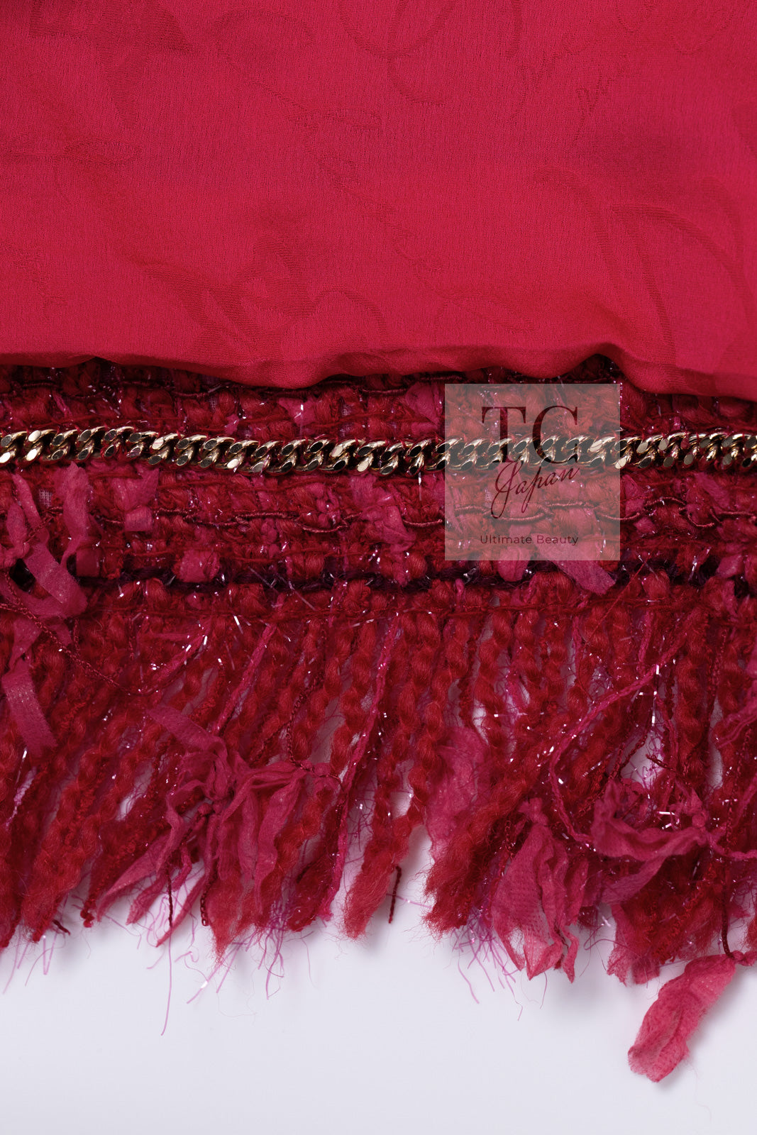 CHANEL 17PF Magenta Red Pink Fringe Trim Fantasy Tweed Jacket 40 シャネル マジェンダ レッド ピンク フリンジ トリム ファンタジー ツイード ジャケット 即発