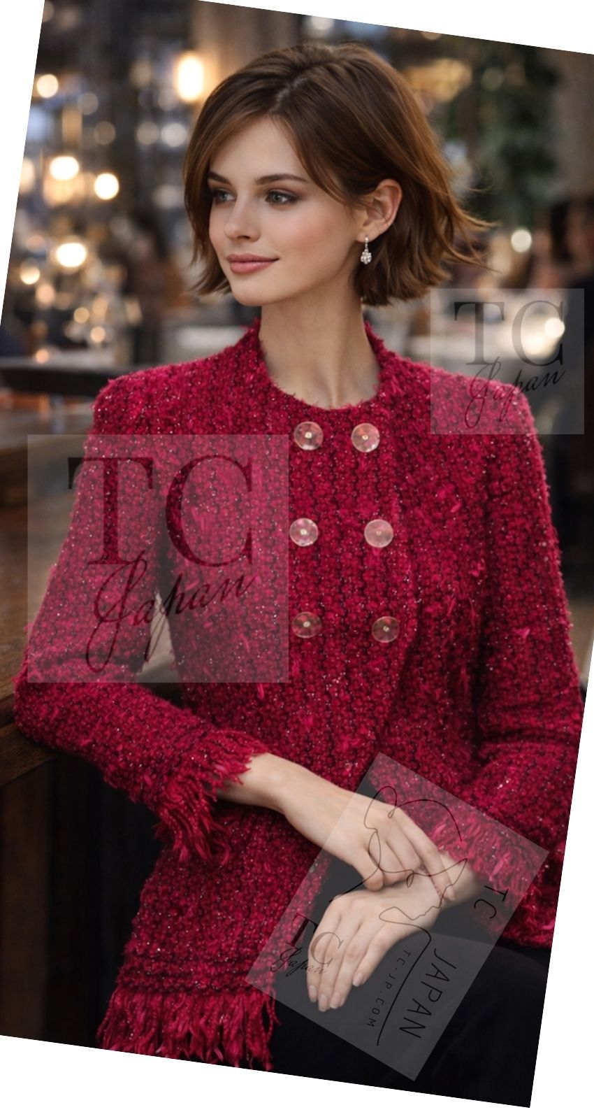 CHANEL 17PF Magenta Red Pink Fringe Trim Fantasy Tweed Jacket 40 シャネル マジェンダ レッド ピンク フリンジ トリム ファンタジー ツイード ジャケット 即発