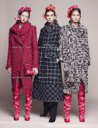 CHANEL 17PF Magenta Red Pink Fringe Trim Fantasy Tweed Jacket 40 シャネル マジェンダ レッド ピンク フリンジ トリム ファンタジー ツイード ジャケット 即発