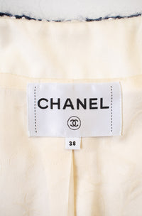 CHANEL 18PA Ivory Navy Red Tricolor Braid Trim Wool Tweed Jacket Coat 36 38 | HK