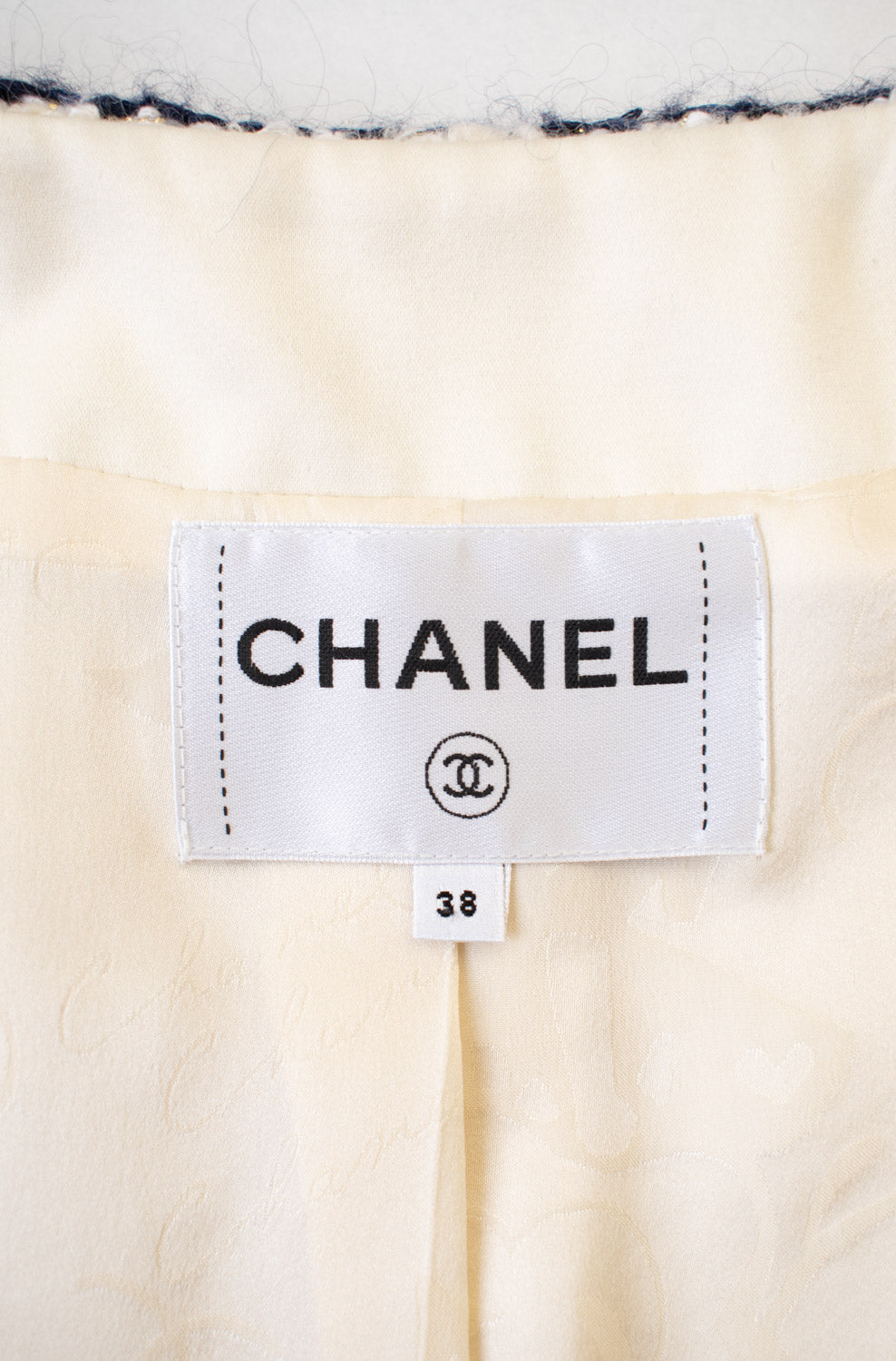 CHANEL 18PA Ivory Navy Red Tricolor Braid Trim Wool Tweed Jacket Coat 36 38 | HK