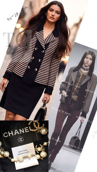 CHANEL 15B Beige Dark Navy Wool Tweed Coat Jacket 36 38 シャネル ベージュ ダーク ネイビー ウール ツイード コート ジャケット 即発 - TC JAPAN