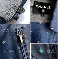 CHANEL 17PS Navy Lambskin Leather Zipper Motorcycle Jacket 36 38 シャネル ネイビー ラムスキン レザー ダブル ジッパー ライダース ジャケット 即発