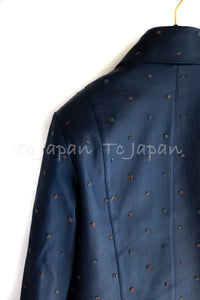 CHANEL 17PS Navy Lambskin Leather Zipper Motorcycle Jacket 36 38 シャネル ネイビー ラムスキン レザー ダブル ジッパー ライダース ジャケット 即発