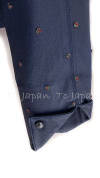 CHANEL 17PS Navy Lambskin Leather Zipper Motorcycle Jacket 36 38 シャネル ネイビー ラムスキン レザー ダブル ジッパー ライダース ジャケット 即発