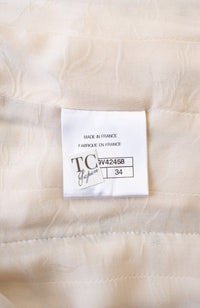 CHANEL 17S Ivory Metallic CC Buttons Collarless Tweed Jacket 34 | HK