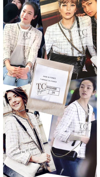 CHANEL 17S Ivory Metallic CC Buttons Collarless Tweed Jacket 34 10