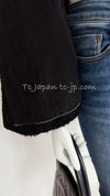 CHANEL 14A Black Silk Metallic Braided Trim Chenille Zipper Jacket 34 シャネル ブラック シルク ブレイド トリム ジッパー ジャケット 即発