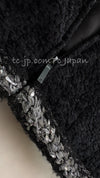 CHANEL 14A Black Silk Metallic Braided Trim Chenille Zipper Jacket 34 シャネル ブラック シルク ブレイド トリム ジッパー ジャケット 即発