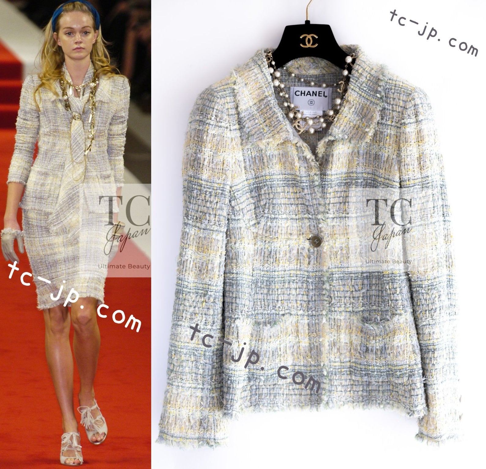 シャネル ジャケット CHANEL グレー イエロー ミント ツイード 05S Gray Yellow Mint Tweed Jacket – TC  JAPAN