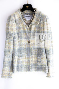 CHANEL 05S Gray Yellow Mint Tweed Jacket 36 シャネル グレー イエロー ミント ツイード ジャケット 即発