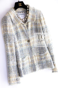 CHANEL 05S Gray Yellow Mint Tweed Jacket 36 シャネル グレー イエロー ミント ツイード ジャケット 即発