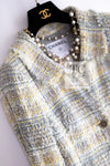 CHANEL 05S Gray Yellow Mint Tweed Jacket 36 シャネル グレー イエロー ミント ツイード ジャケット 即発