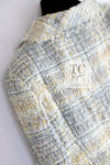 CHANEL 05S Gray Yellow Mint Tweed Jacket 36 シャネル グレー イエロー ミント ツイード ジャケット 即発