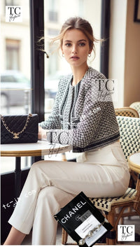 CHANEL 15C Gray White Black Sequin Gripoix Buttons Tweed Jacket 36 38 シャネル グレー ホワイト ブラック スパンコール ツイード ジャケット グリポワボタン 即発