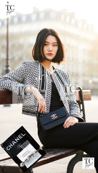 CHANEL 15C Gray White Black Sequin Gripoix Buttons Tweed Jacket 36 38 シャネル グレー ホワイト ブラック スパンコール ツイード ジャケット グリポワボタン 即発