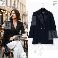 CHANEL 17PF Black Wool Blazer Double Jacket CC Button 44 46 シャネル ブラック ウール ブレザー ダブル ジャケット ココボタン 即発