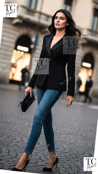 CHANEL 17PF Black Wool Blazer Double Jacket CC Button 44 46 シャネル ブラック ウール ブレザー ダブル ジャケット ココボタン 即発