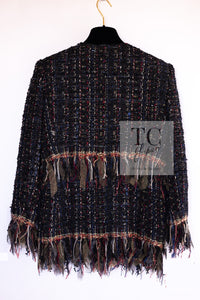 CHANEL 17PF Black Red Blue Mix Fantasy Tweed Jacket 34 ブラック レッド ブルー ミックス ファンタジー ツイード ジャケット 即発
