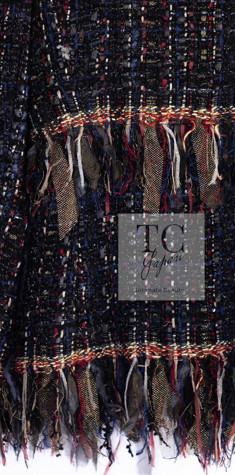 CHANEL 17PF Black Red Blue Mix Fantasy Tweed Jacket 34 ブラック レッド ブルー ミックス ファンタジー ツイード ジャケット 即発