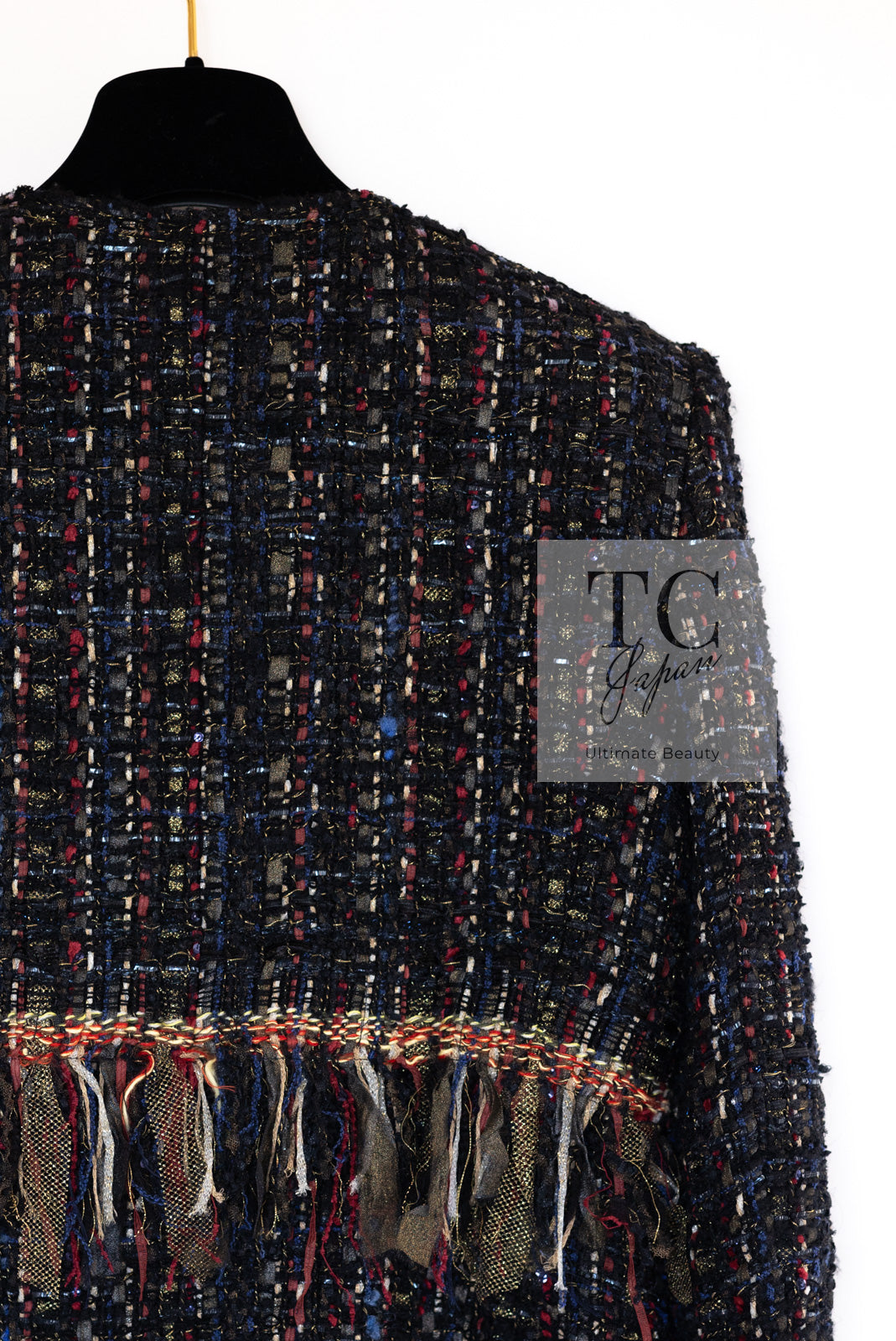 シャネル ジャケット CHANEL ブラック レッド ブルー ミックス