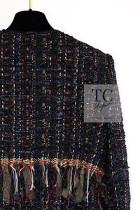 CHANEL 17PF Black Red Blue Mix Fantasy Tweed Jacket 34 ブラック レッド ブルー ミックス ファンタジー ツイード ジャケット 即発