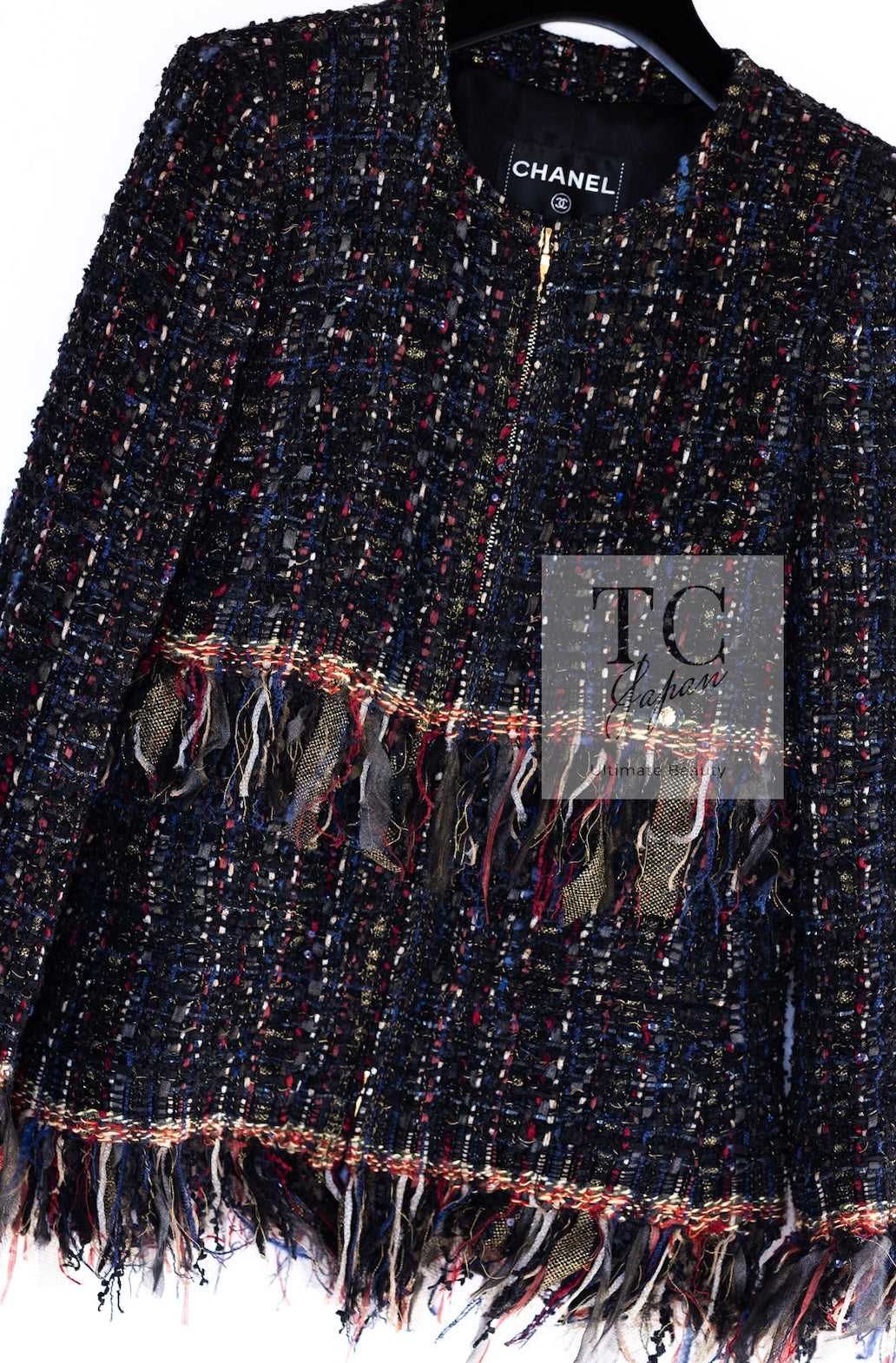シャネル ジャケット CHANEL ブラック レッド ブルー ミックス