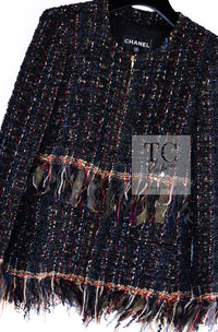 CHANEL 17PF Black Red Blue Mix Fantasy Tweed Jacket 34 ブラック レッド ブルー ミックス ファンタジー ツイード ジャケット 即発