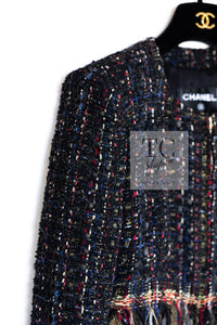 CHANEL 17PF Black Red Blue Mix Fantasy Tweed Jacket 34 ブラック レッド ブルー ミックス ファンタジー ツイード ジャケット 即発