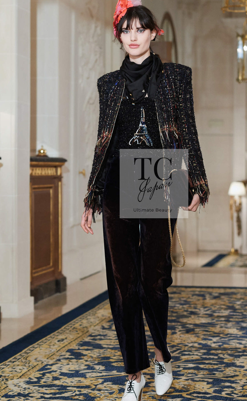 CHANEL 17PF Black Red Blue Mix Fantasy Tweed Jacket 34 ブラック レッド ブルー ミックス ファンタジー ツイード ジャケット 即発