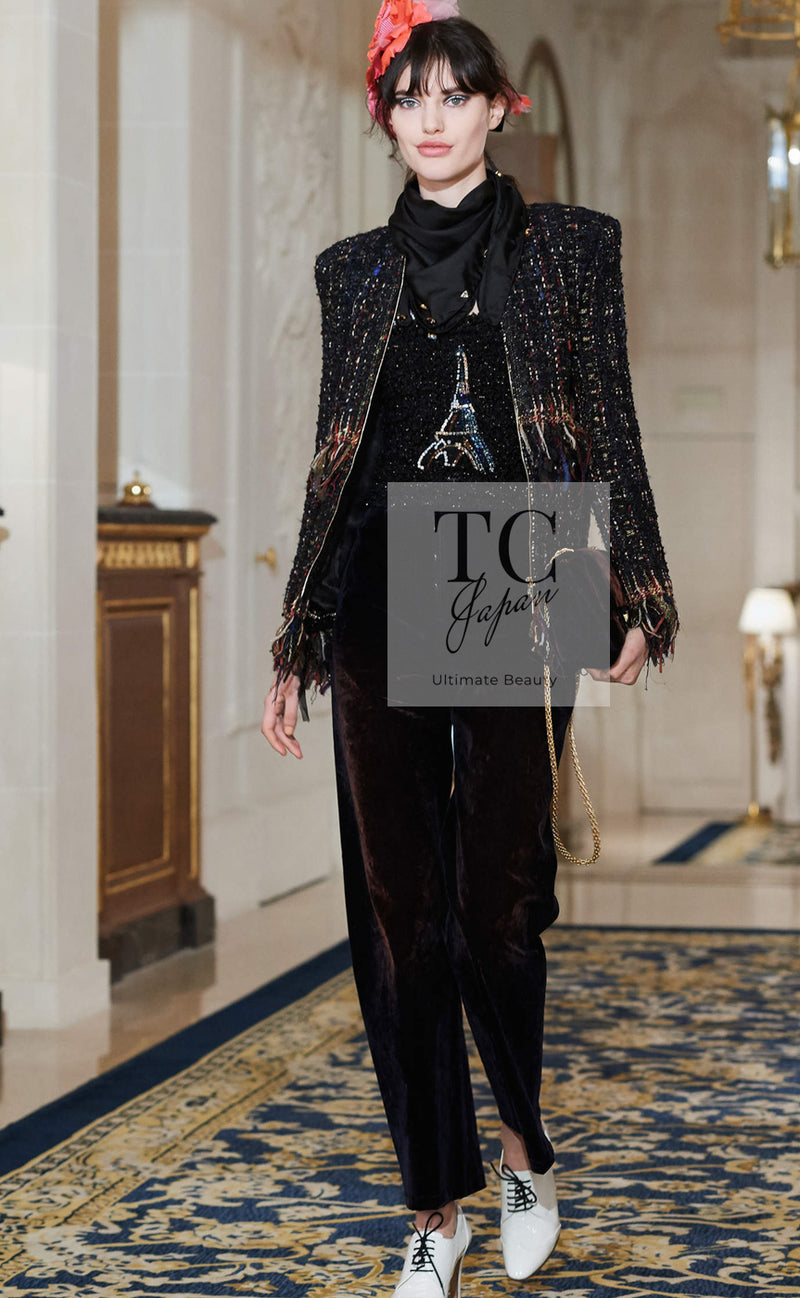 CHANEL 17PF Black Red Blue Mix Fantasy Tweed Jacket 34 ブラック レッド ブルー ミックス ファンタジー ツイード ジャケット 即発