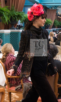 CHANEL 17PF Black Red Blue Mix Fantasy Tweed Jacket 34 ブラック レッド ブルー ミックス ファンタジー ツイード ジャケット 即発