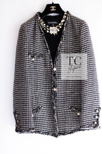 CHANEL 14PF Dark Chocolate Gray Stars Studded Mohair Tweed Jacket 40 シャネル シャネル ダークチョコ グレー スター スタッズ モヘア ジャケット 即発