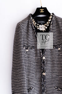 CHANEL 14PF Dark Chocolate Gray Stars Studded Mohair Tweed Jacket 40 シャネル シャネル ダークチョコ グレー スター スタッズ モヘア ジャケット 即発