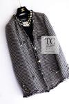 CHANEL 14PF Dark Chocolate Gray Stars Studded Mohair Tweed Jacket 40 シャネル シャネル ダークチョコ グレー スター スタッズ モヘア ジャケット 即発