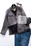 CHANEL 14PF Dark Chocolate Gray Stars Studded Mohair Tweed Jacket 40 シャネル シャネル ダークチョコ グレー スター スタッズ モヘア ジャケット 即発