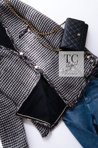 CHANEL 14PF Dark Chocolate Gray Stars Studded Mohair Tweed Jacket 40 シャネル シャネル ダークチョコ グレー スター スタッズ モヘア ジャケット 即発