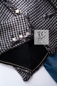 CHANEL 14PF Dark Chocolate Gray Stars Studded Mohair Tweed Jacket 40 シャネル シャネル ダークチョコ グレー スター スタッズ モヘア ジャケット 即発