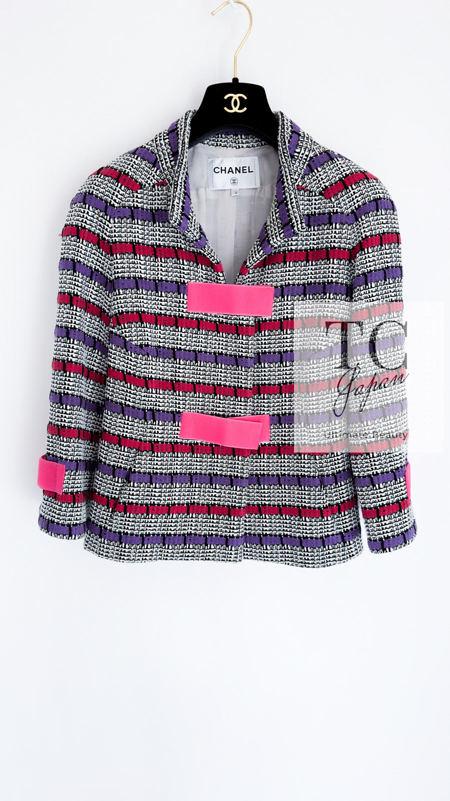 CHANEL 17S Black White Multicolor Cotton Tweed Jacket 34 シャネル ブラック ホワイト マルチカラー コットン ツイード ジャケット 即発 - TC JAPAN