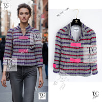 CHANEL 17S Black White Multicolor Cotton Tweed Jacket 34 シャネル ブラック ホワイト マルチカラー コットン ツイード ジャケット 即発