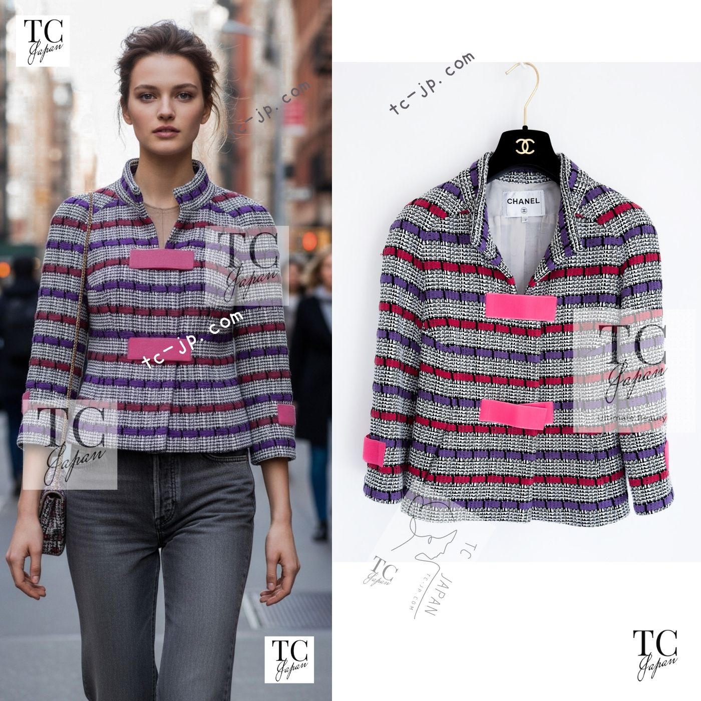 CHANEL 17S Black White Multicolor Cotton Tweed Jacket 34 シャネル ブラック ホワイト マルチカラー コットン ツイード ジャケット 即発