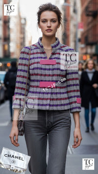 CHANEL 17S Black White Multicolor Cotton Tweed Jacket 34 シャネル ブラック ホワイト マルチカラー コットン ツイード ジャケット 即発