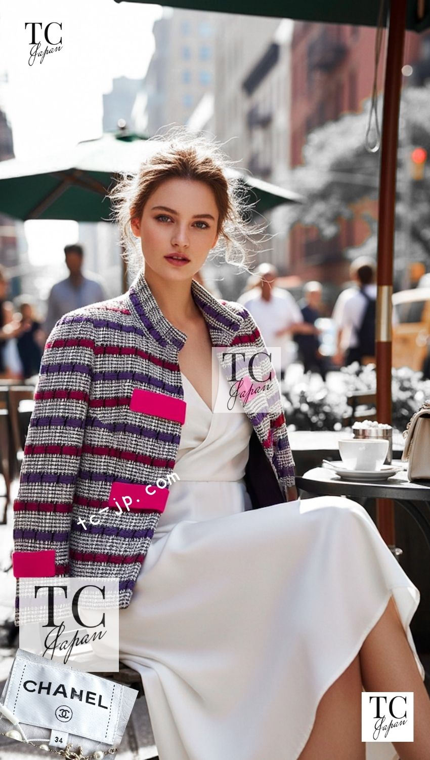 CHANEL 17S Black White Multicolor Cotton Tweed Jacket 34 シャネル ブラック ホワイト マルチカラー コットン ツイード ジャケット 即発
