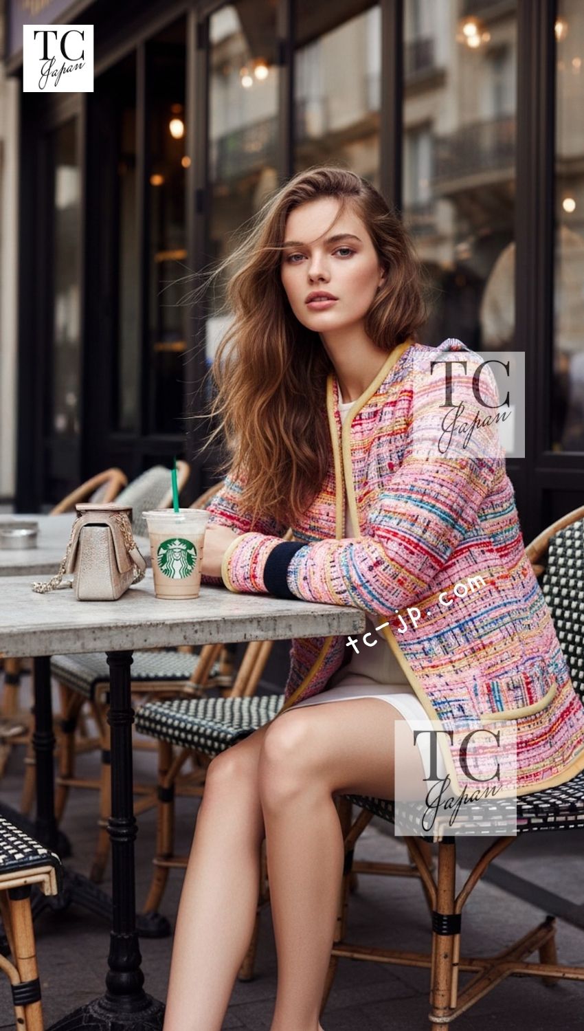 CHANEL 17S Pink & Yellow Multicolour Tweed Jacket