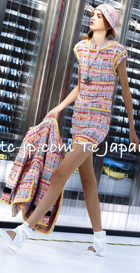 CHANEL 17S Pink Yellow Multi Trim Tweed Jacket 36 38 シャネル ピンク イエロー マルチカラー トリム ツイード ジャケット - TC JAPAN