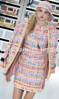 CHANEL 17S Pink Yellow Multi Trim Tweed Jacket 36 38 シャネル ピンク イエロー マルチカラー トリム ツイード ジャケット - TC JAPAN