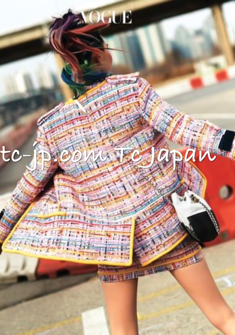 CHANEL 17S Pink Yellow Multi Trim Tweed Jacket 36 38 シャネル ピンク イエロー マルチカラー トリム ツイード ジャケット - TC JAPAN
