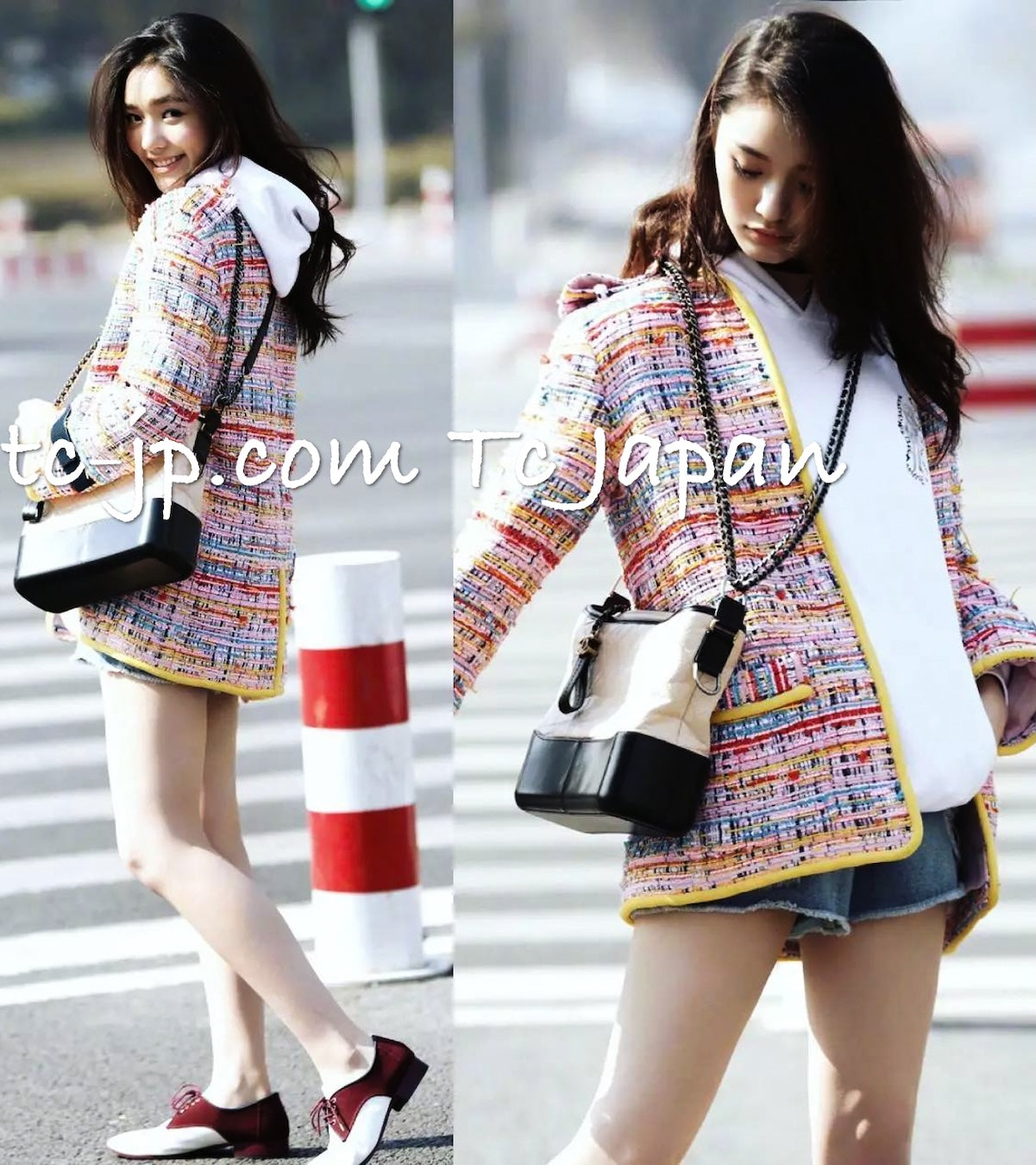CHANEL 17S Pink Yellow Multi Trim Tweed Jacket 36 38 シャネル ピンク イエロー マルチカラー トリム ツイード ジャケット - TC JAPAN