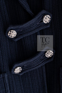 CHANEL 13S Navy Cotton Brandebourg Closing Knit Stretchable Tweed Jacket 34 シャネル ネイビー コットン ブランドバーグ ニット ツイード ジャケット 即発
