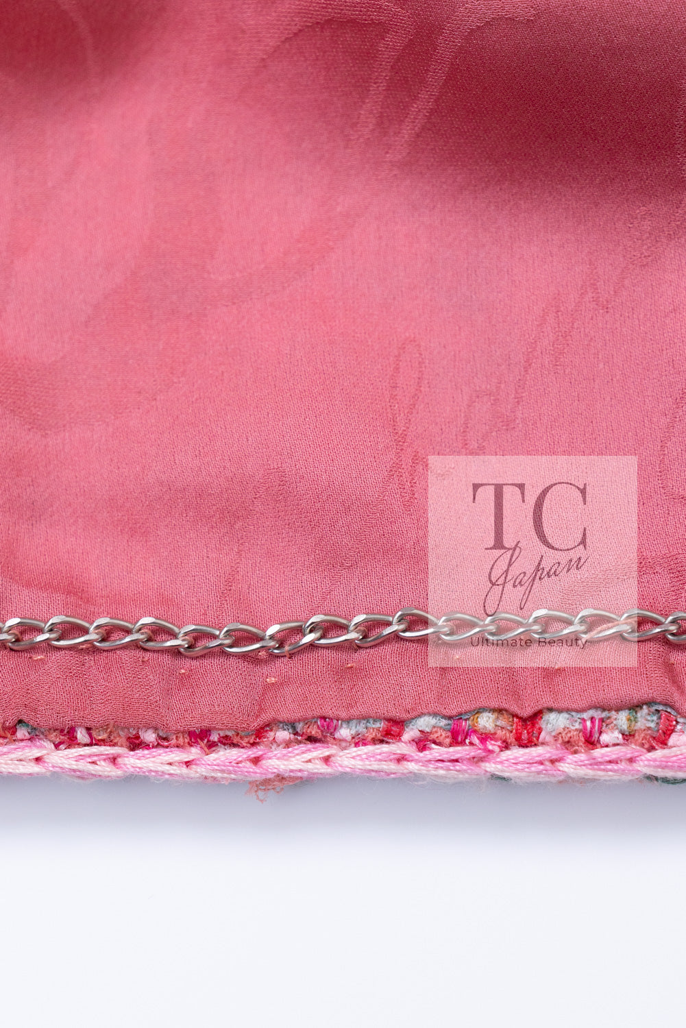 CHANEL 14S Pink Double Collarless Tweed Jacket 34 シャネル ピンク ダブル ノーカラー ツイード ジャケット 即発